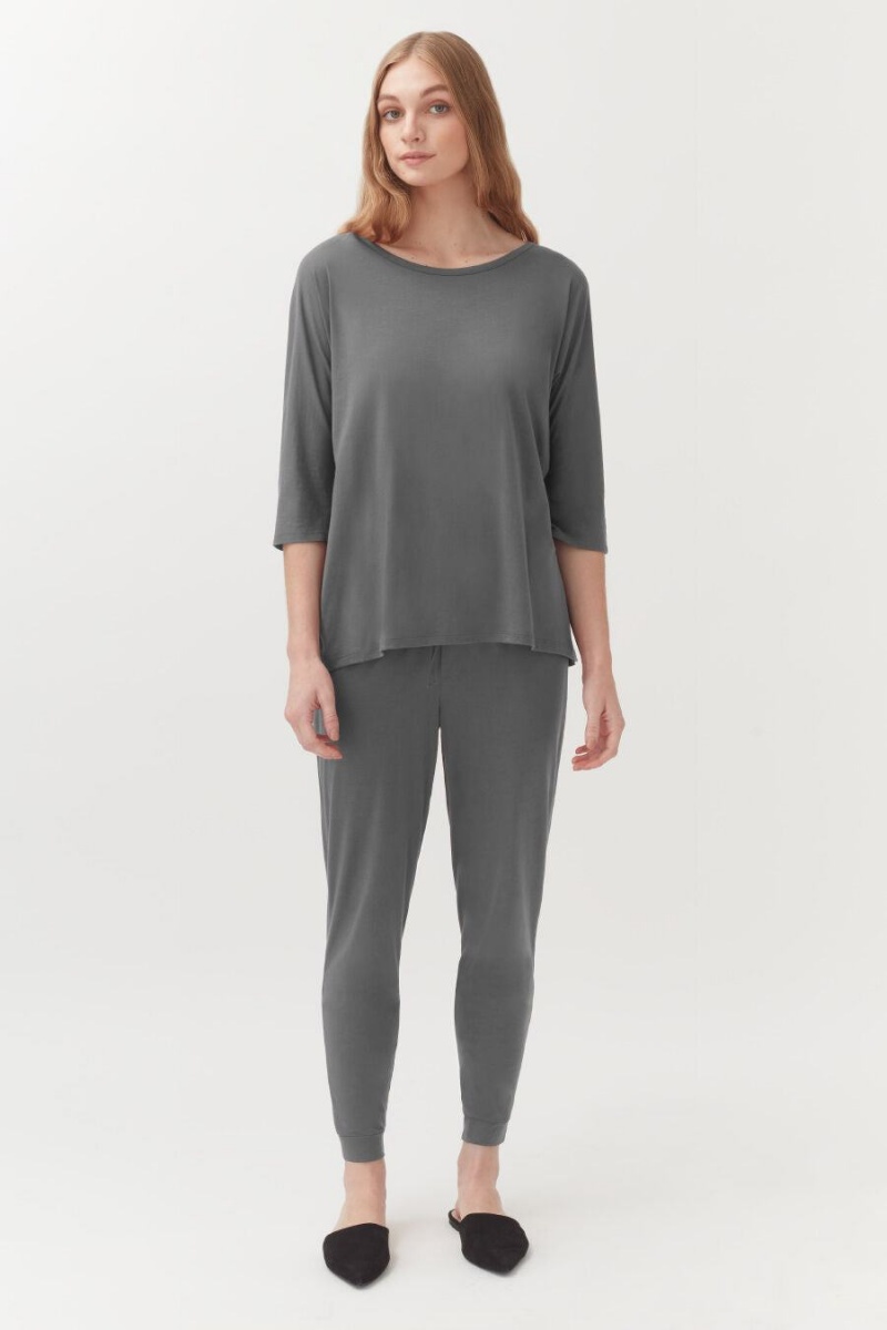 Pantalon Cuyana Organic Pima Tapered Mujer Gris | SRK796AP