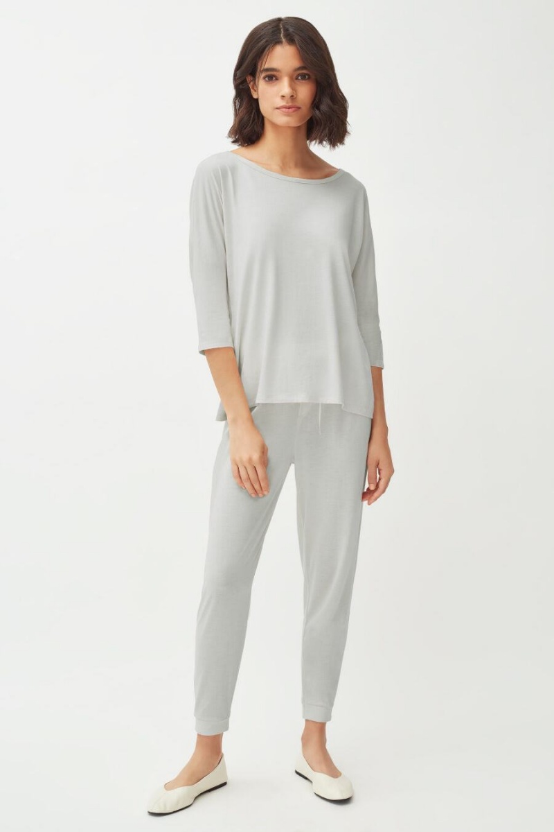 Pantalon Cuyana Organic Pima Tapered Mujer Gris | RWM6455MT