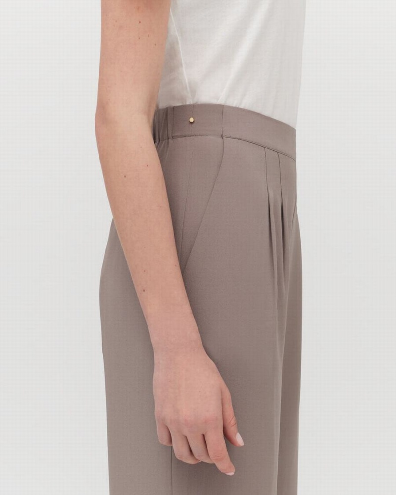 Pantalon Cuyana Silk Anchos-Leg Mujer Marrones Claro | MRT4152SG