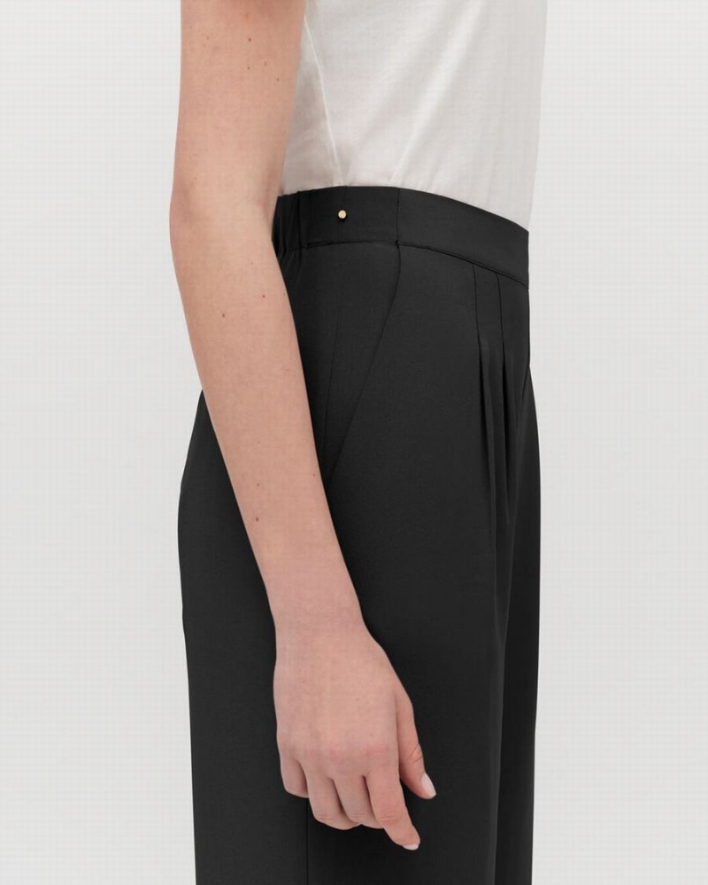 Pantalon Cuyana Silk Anchos-Leg Mujer Negras | IOY4547JS