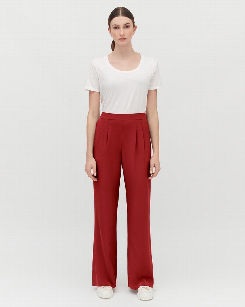 Pantalon Cuyana Silk Anchos-Leg Mujer Rojas | WFW4721GZ