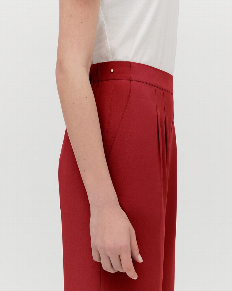 Pantalon Cuyana Silk Anchos-Leg Mujer Rojas | WFW4721GZ