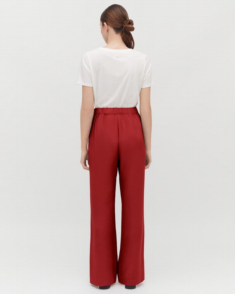 Pantalon Cuyana Silk Anchos-Leg Mujer Rojas | WFW4721GZ