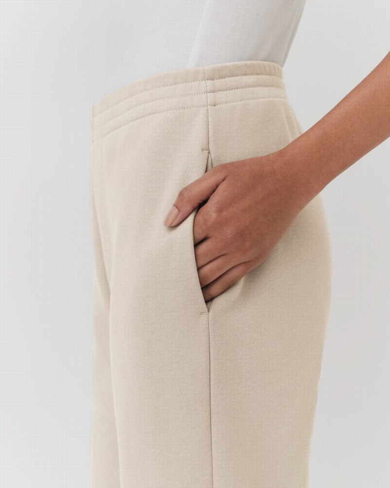 Pantalones Jogger Cuyana Terry Sculpted Mujer Creme Blancas | IUZ1612SA