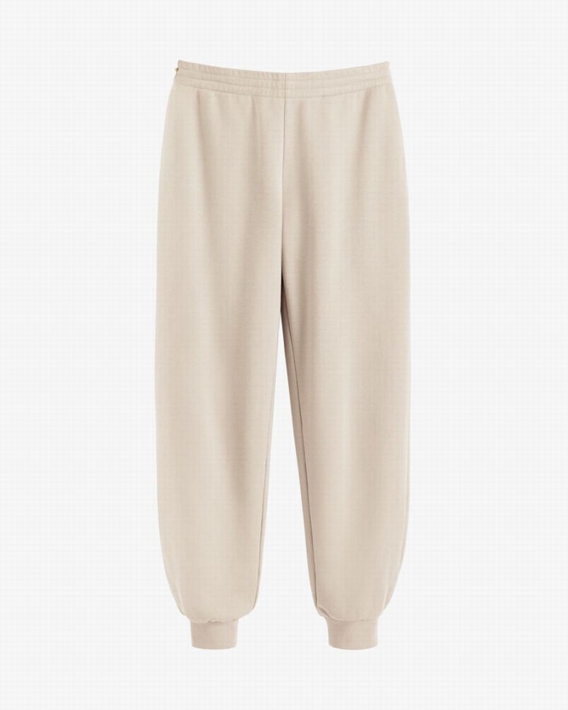 Pantalones Jogger Cuyana Terry Sculpted Mujer Creme Blancas | IUZ1612SA