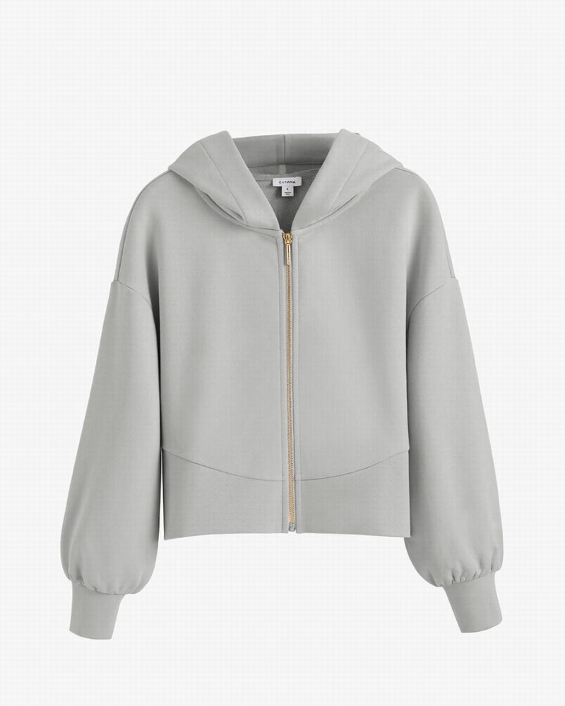 Sudadera con Capucha Cuyana Terry Zip Front Mujer Gris | RJM8024XX