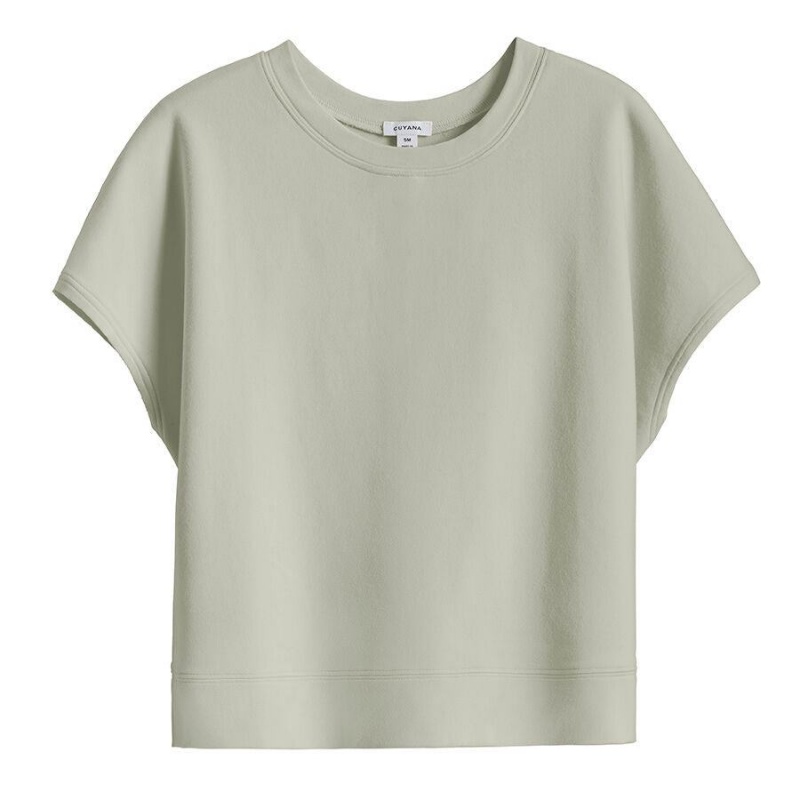 Sudaderas Cuyana French Terry Corta Sleeve Mujer Verde | OGS3827AZ