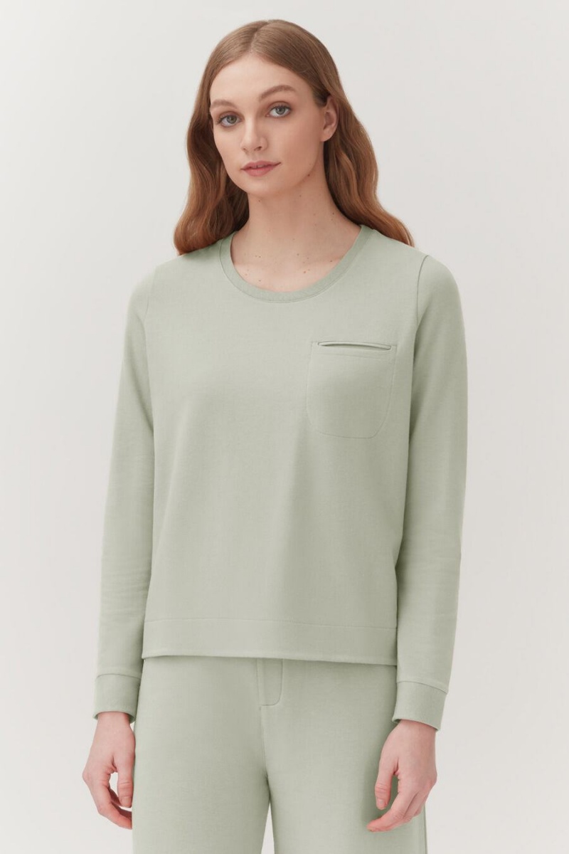 Sudaderas Cuyana French Terry Pleat-Back Mujer Verde | FJI916OW