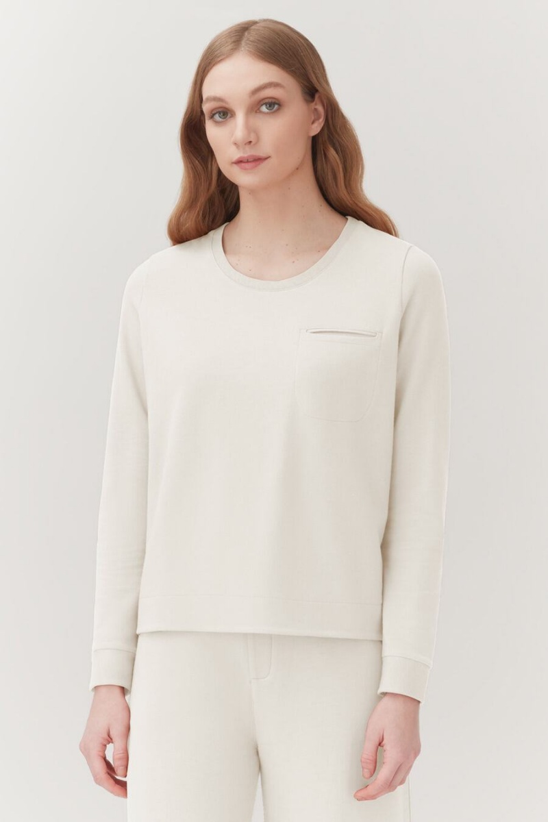 Sudaderas Cuyana French Terry Pleat-Back Mujer Blancas | DKK5790UP