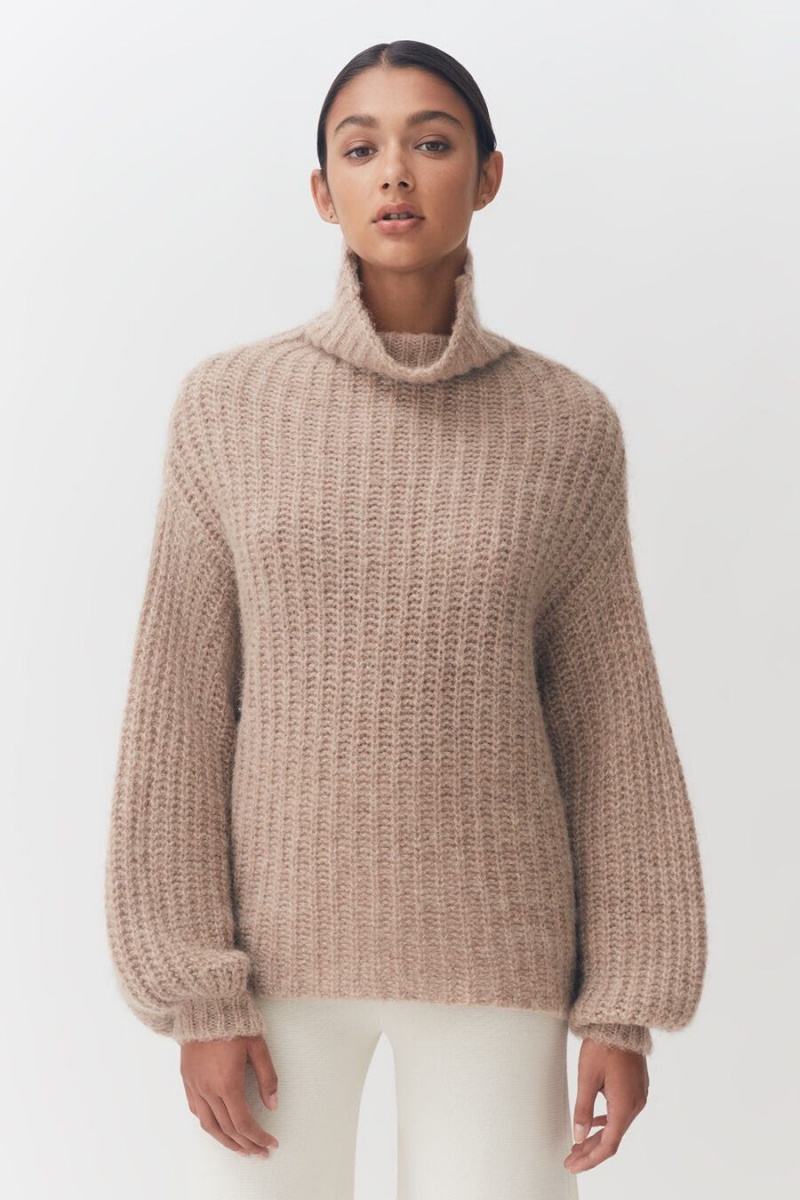 Truien Cuyana Alpaca Lana Turtleneck Mujer Kaki | YHF2684MQ