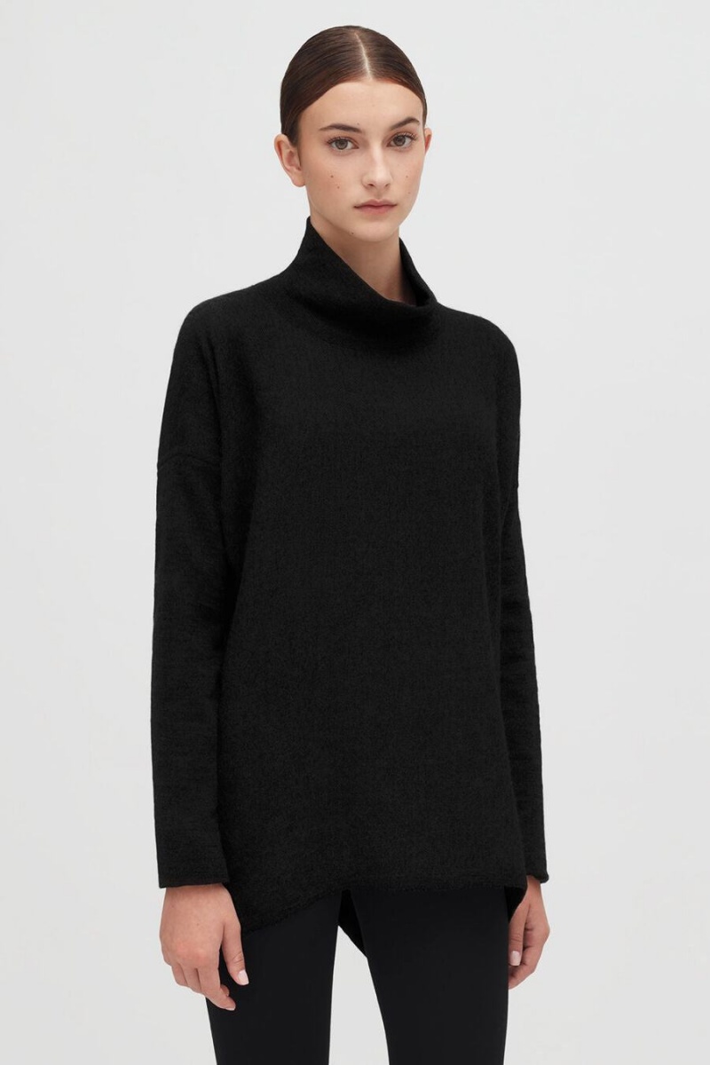 Truien Cuyana Alpaca Open-Back Turtleneck Mujer Negras | LOQ6291LZ