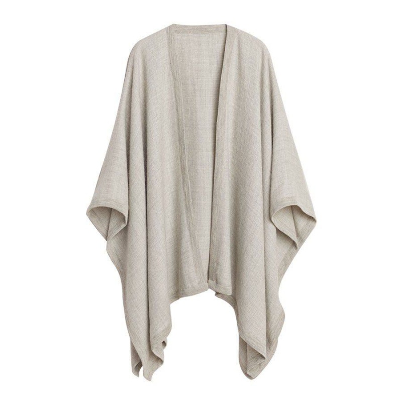 Truien Cuyana Baby Alpaca Square Edge Cape Mujer Gris Claro | TEN5054PK