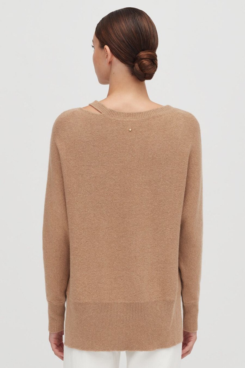 Truien Cuyana Recycled Cashmere Split-Neck Mujer Marrones | OHL3459TX