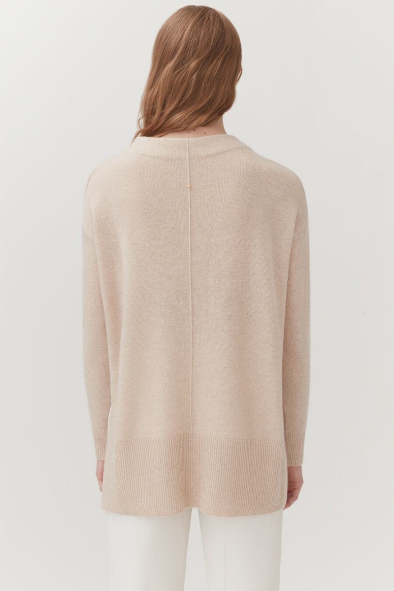 Truien Cuyana Single-Origin Cashmere Funnel Neck Mujer Beige | TJE8642CL