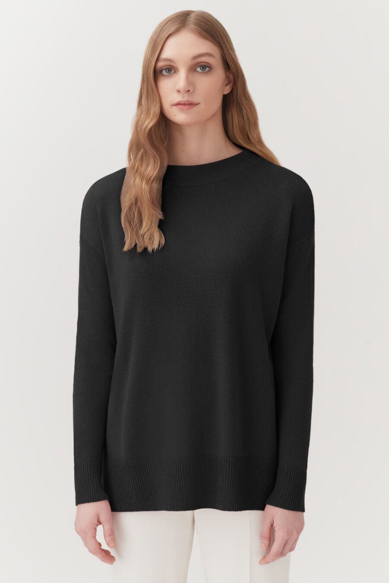 Truien Cuyana Single-Origin Cashmere Funnel Neck Mujer Negras | RSP5866HW