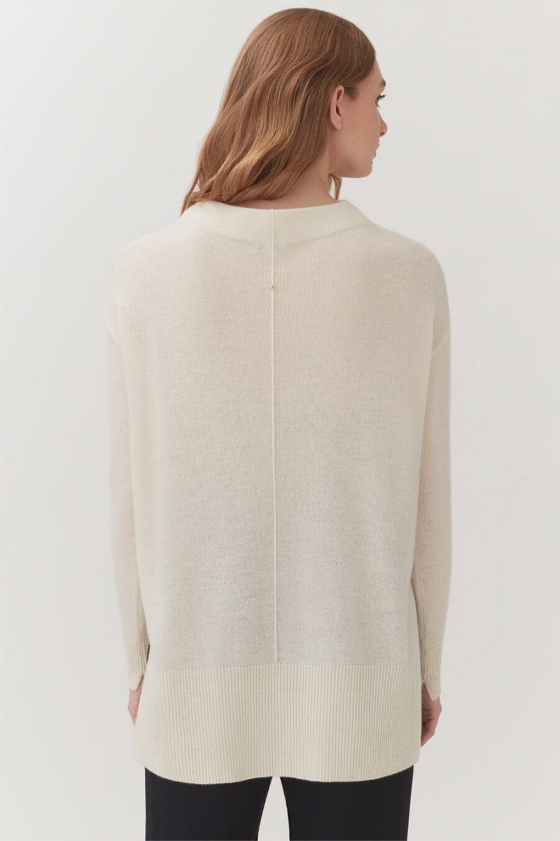 Truien Cuyana Single-Origin Cashmere Funnel Neck Mujer Blancas | SSN3135RC