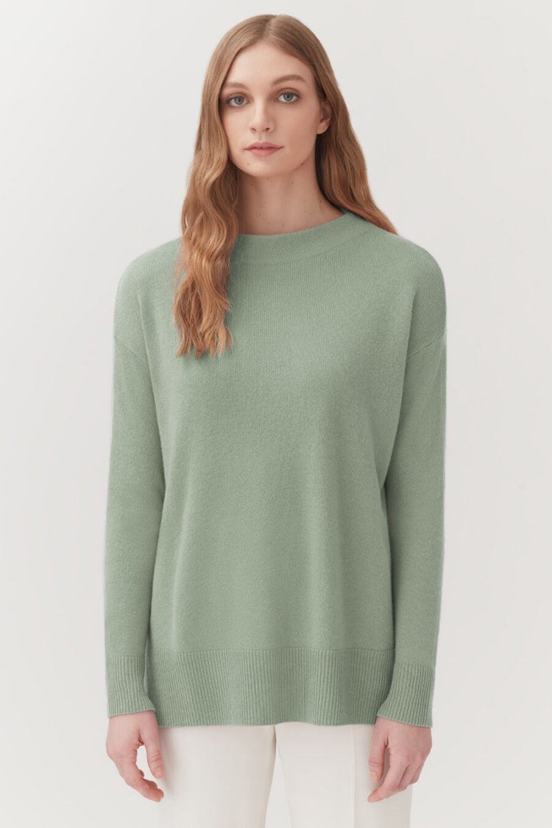 Truien Cuyana Single-Origin Cashmere Funnel Neck Mujer Verde | RJI2229OC