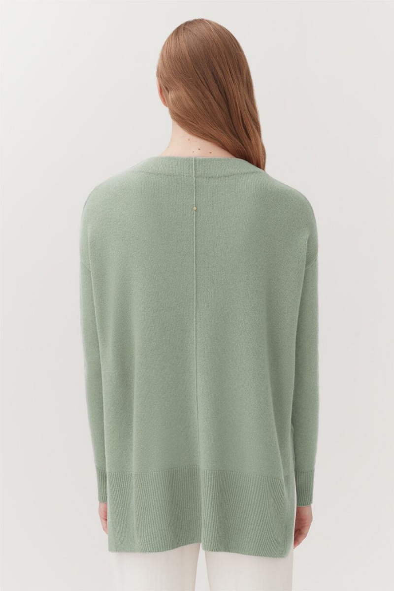 Truien Cuyana Single-Origin Cashmere Funnel Neck Mujer Verde | RJI2229OC