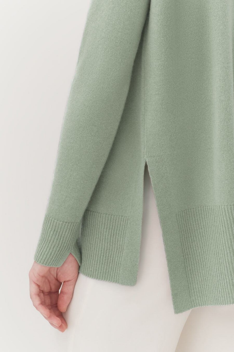 Truien Cuyana Single-Origin Cashmere Funnel Neck Mujer Verde | RJI2229OC