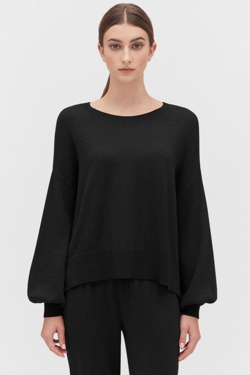 Truien Cuyana Single-Origin Cashmere Open Side Mujer Negras | TGG2236SU