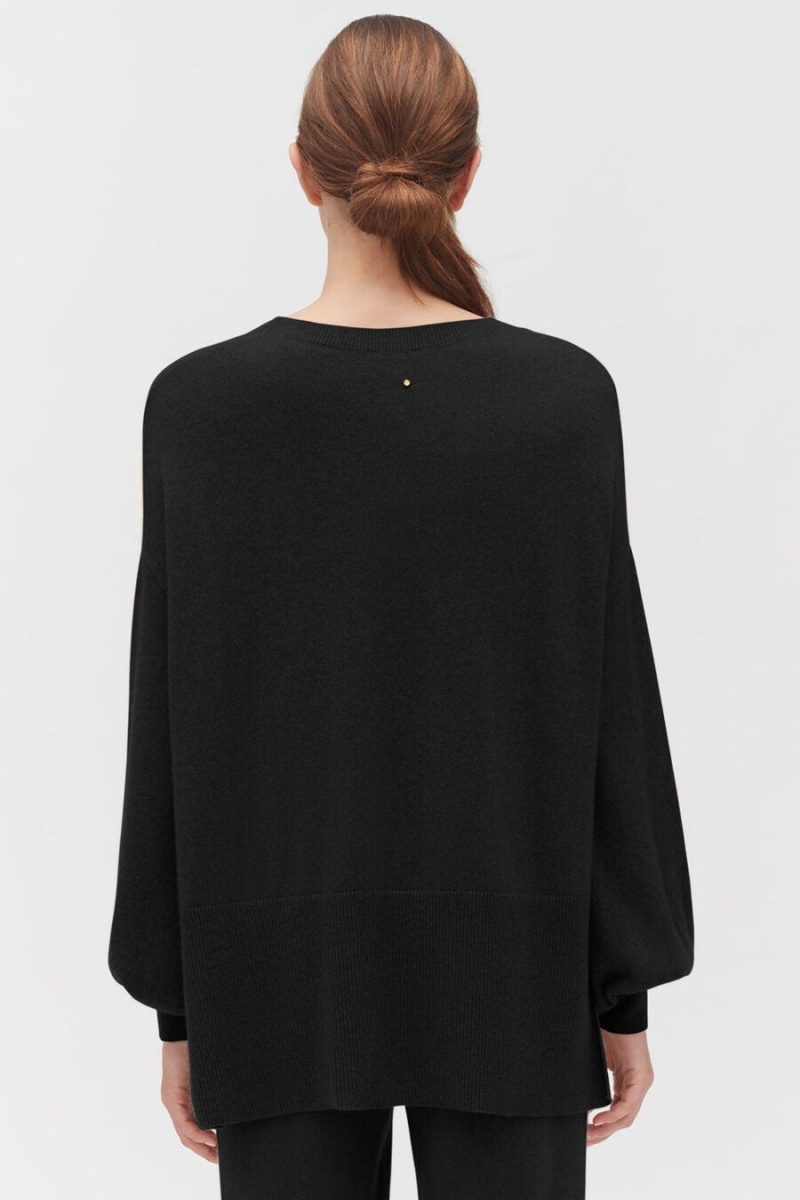 Truien Cuyana Single-Origin Cashmere Open Side Mujer Negras | TGG2236SU