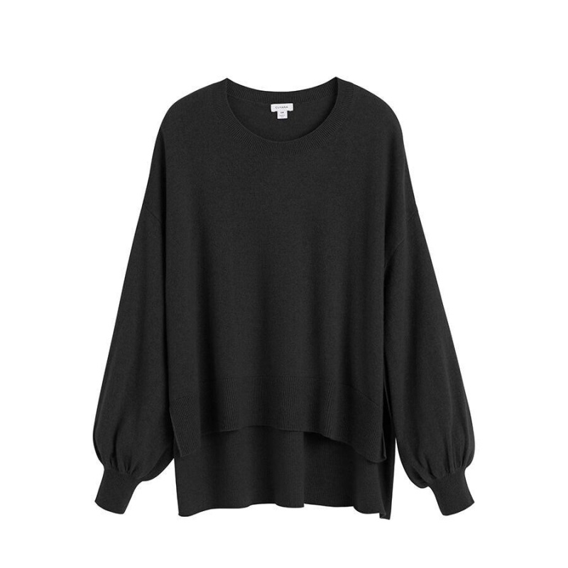 Truien Cuyana Single-Origin Cashmere Open Side Mujer Negras | TGG2236SU