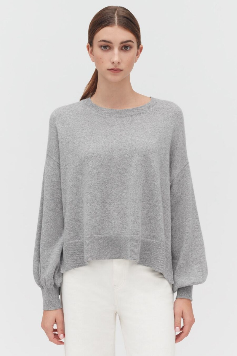 Truien Cuyana Single-Origin Cashmere Open Side Mujer Gris Claro | VMI584PF