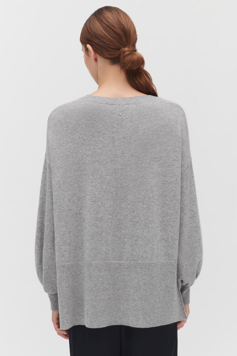 Truien Cuyana Single-Origin Cashmere Open Side Mujer Gris Claro | VMI584PF