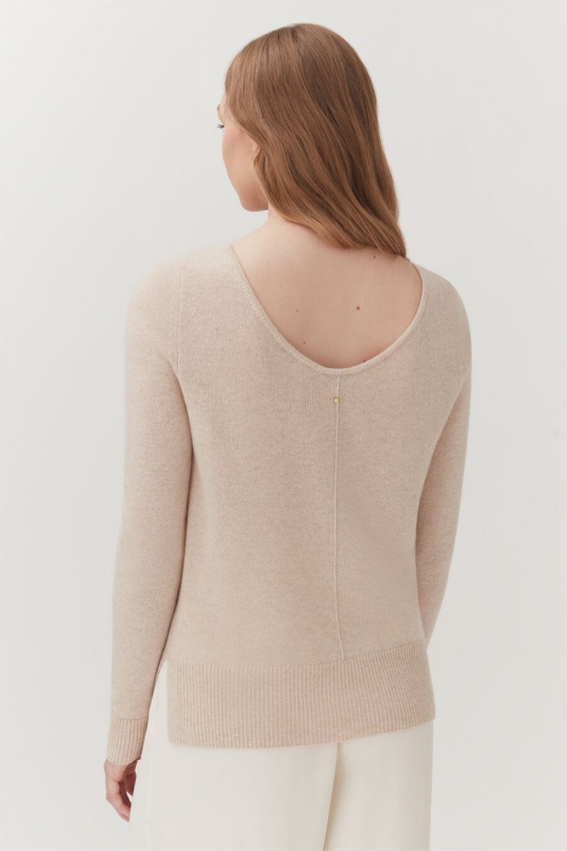 Truien Cuyana Single-Origin Cashmere Scoop Neck Mujer Beige | FNE1693CR