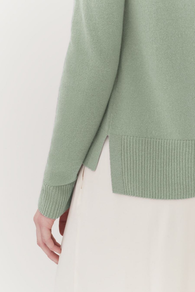 Truien Cuyana Single-Origin Cashmere Scoop Neck Mujer Verde | GUQ3138ZY