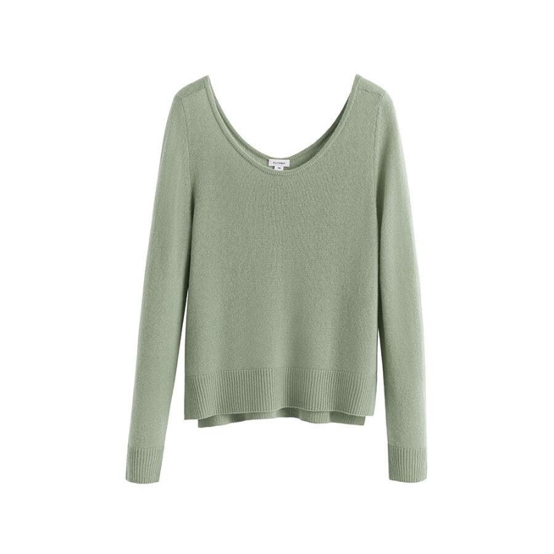 Truien Cuyana Single-Origin Cashmere Scoop Neck Mujer Verde | GUQ3138ZY