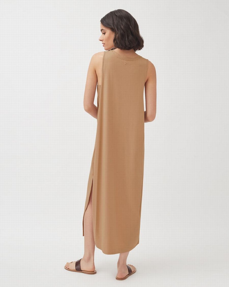 Vestido Cuyana Drape-Back Mujer Marrones | UPO3070AW