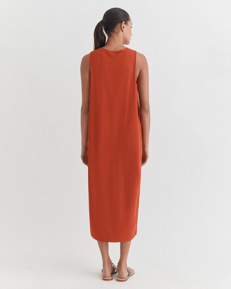 Vestido Cuyana Drape-Back Mujer Naranjas | RKM3217KT