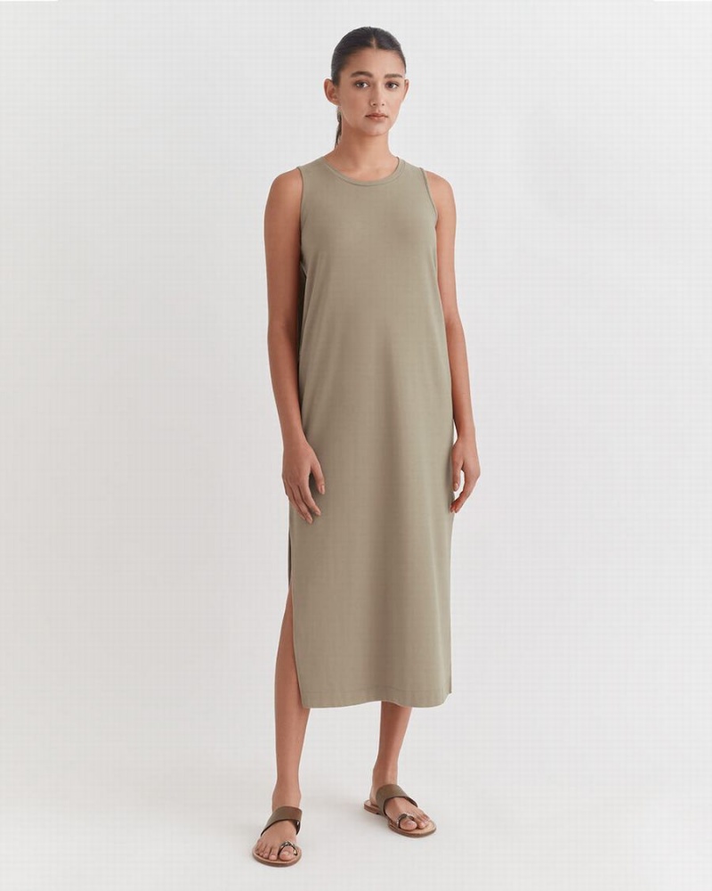 Vestido Cuyana Drape-Back Mujer Verde | VKV1711VX