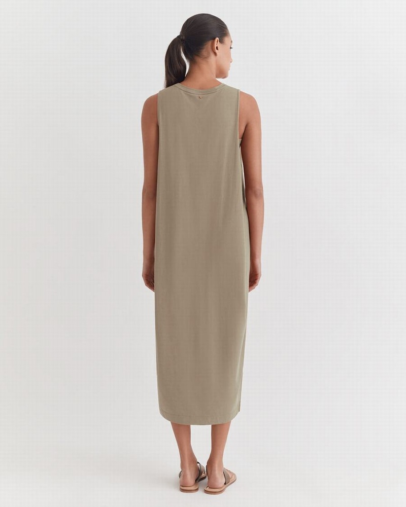 Vestido Cuyana Drape-Back Mujer Verde | VKV1711VX