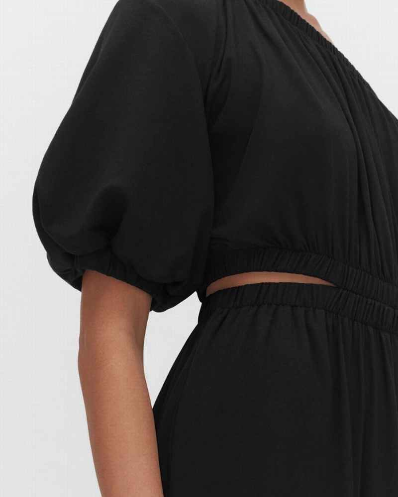 Vestido Cuyana Gathered One Shoulder Mujer Negras | HUO4663UU