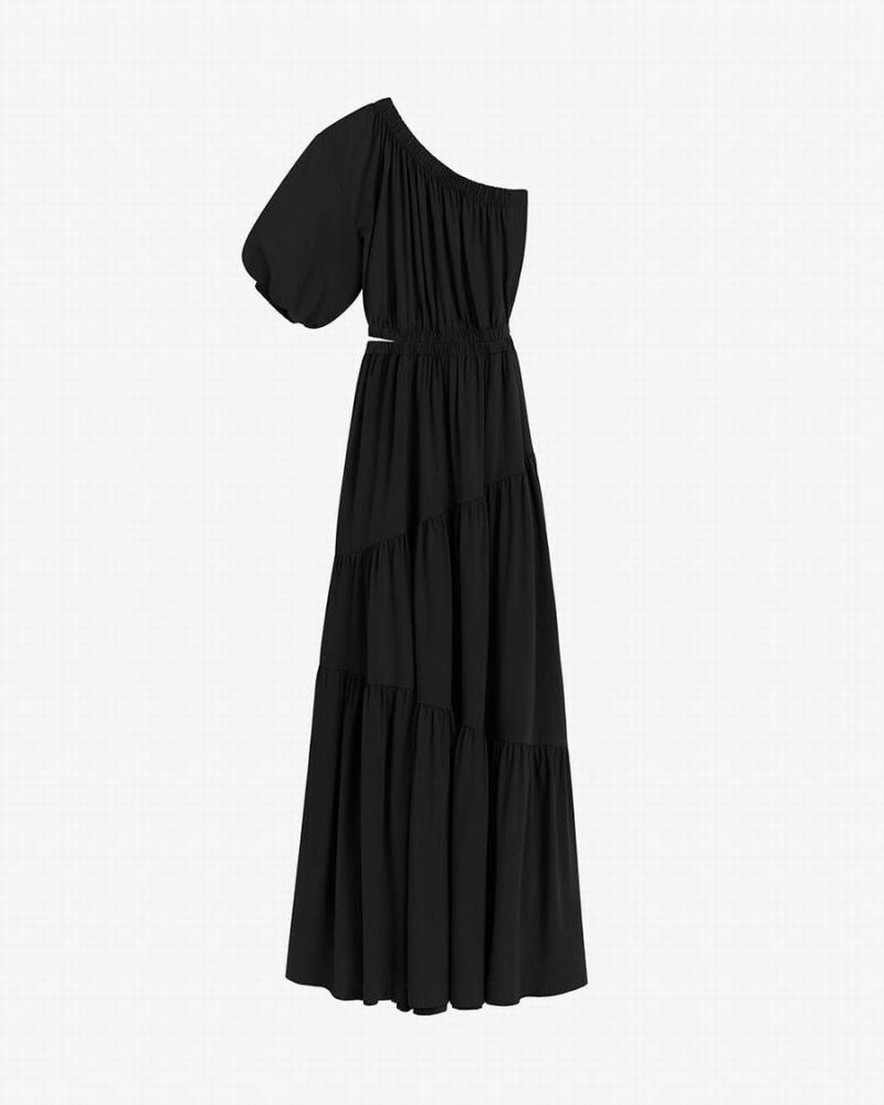 Vestido Cuyana Gathered One Shoulder Mujer Negras | HUO4663UU