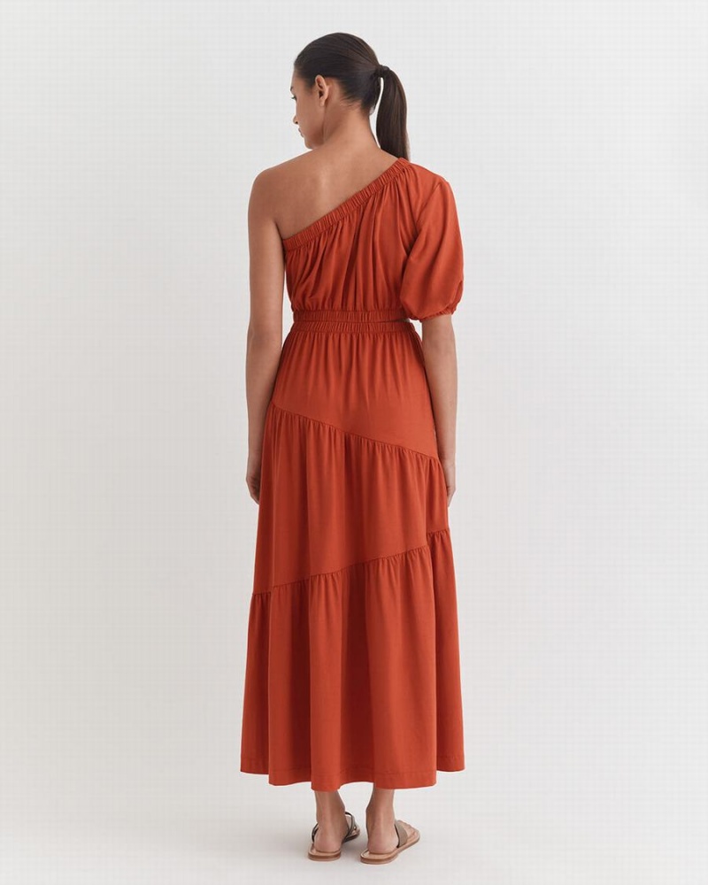 Vestido Cuyana Gathered One Shoulder Mujer Naranjas | MQA9515GV