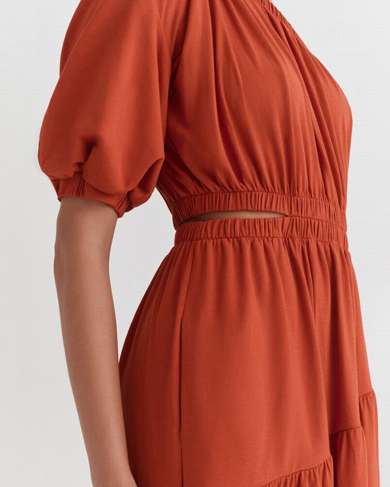 Vestido Cuyana Gathered One Shoulder Mujer Naranjas | MQA9515GV