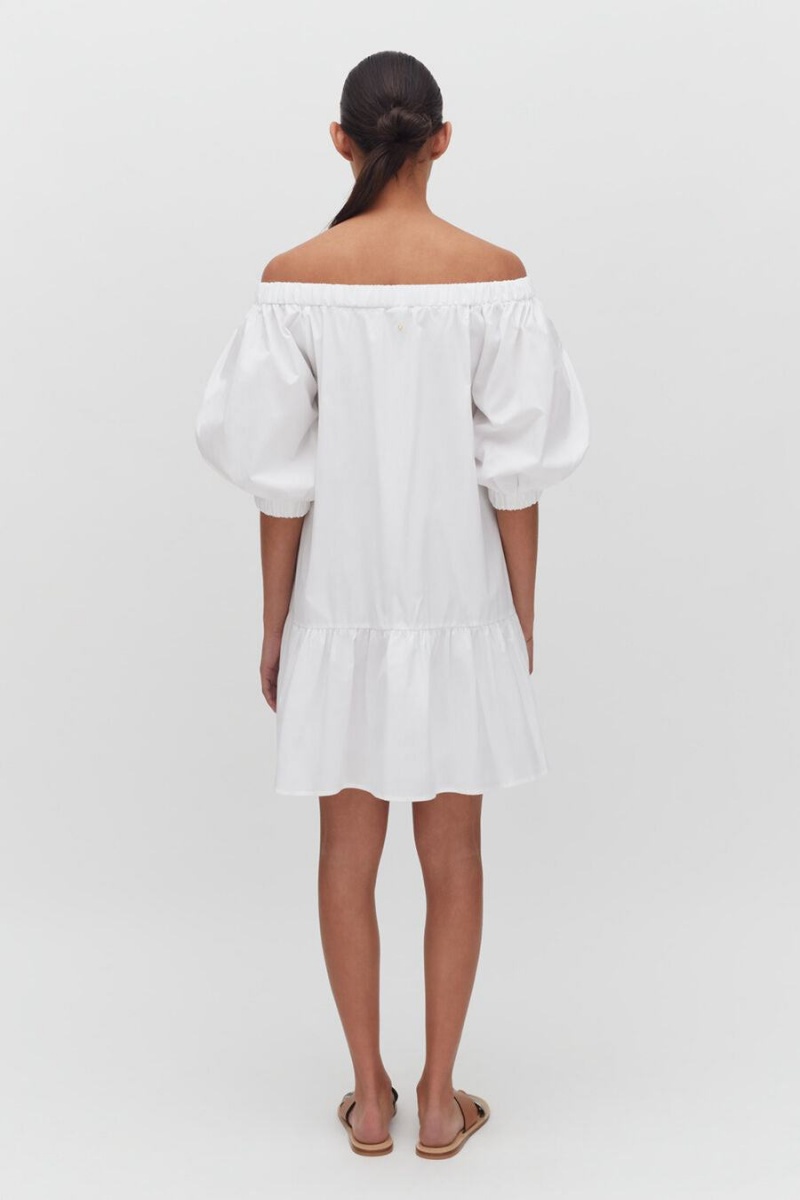 Vestido Cuyana Poplin Off The Shoulder Mujer Blancas | UXW444XS