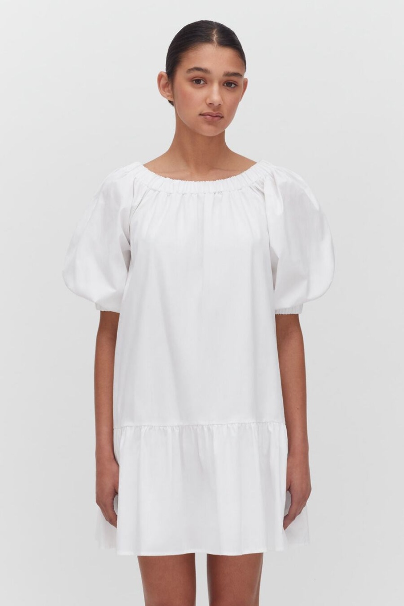 Vestido Cuyana Poplin Off The Shoulder Mujer Blancas | UXW444XS