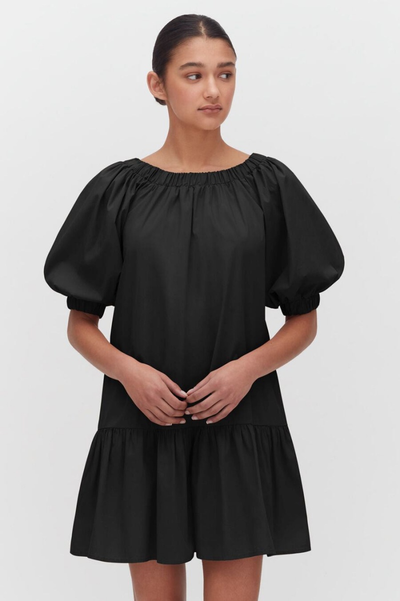 Vestido Cuyana Poplin Off The Shoulder Mujer Negras | CEB189WJ