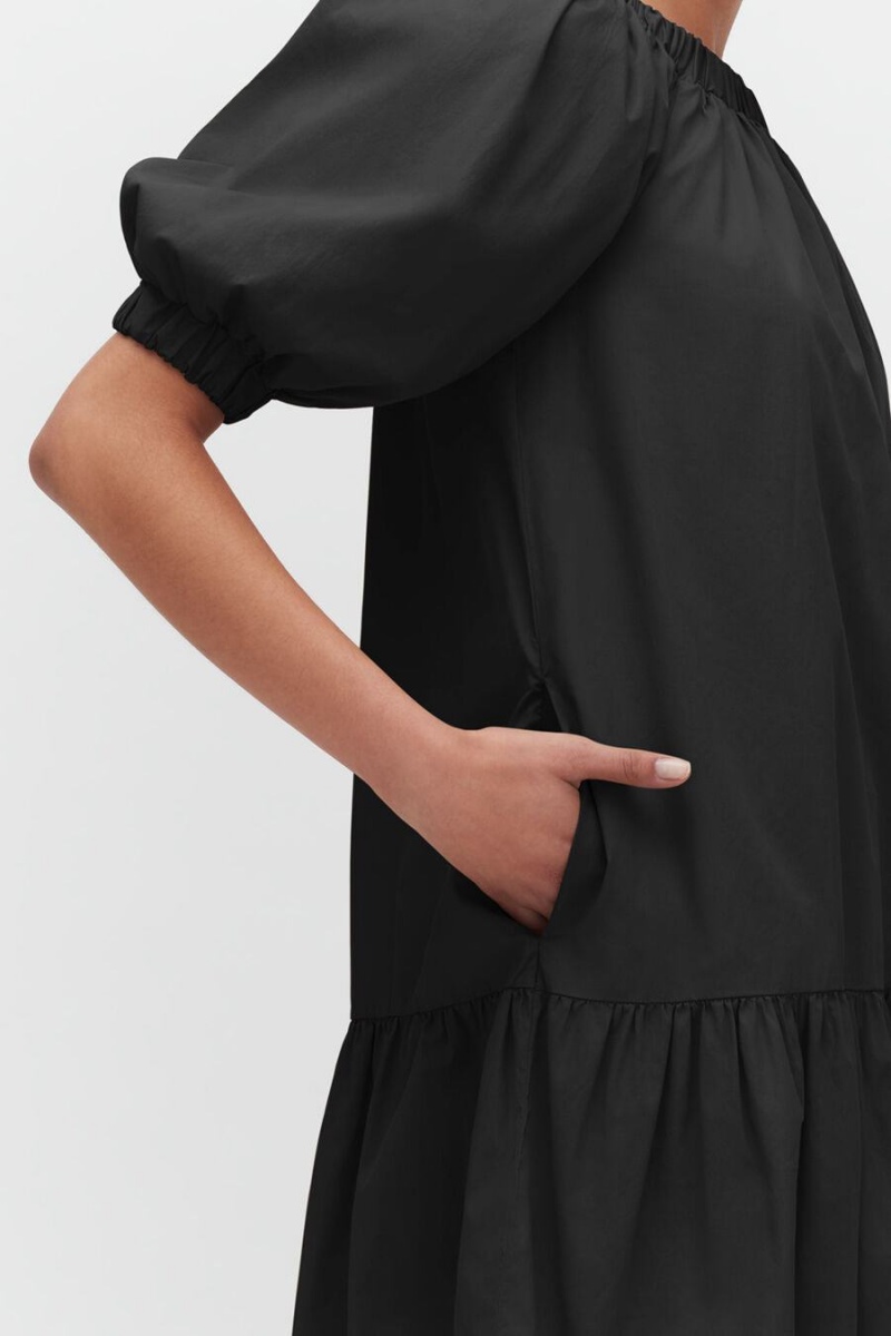 Vestido Cuyana Poplin Off The Shoulder Mujer Negras | CEB189WJ