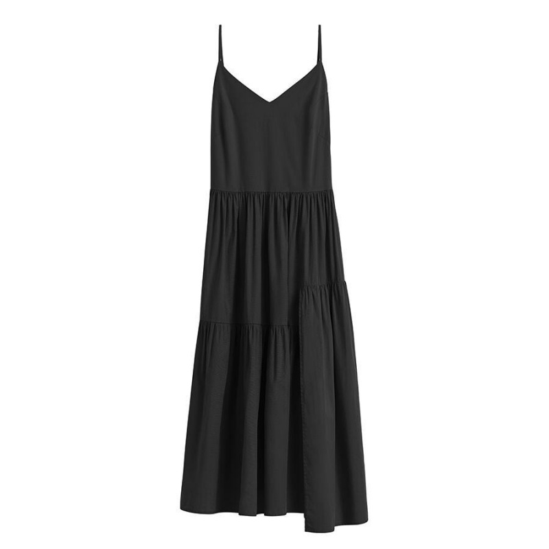 Vestido Cuyana Poplin Tiered Mujer Negras | ZKC7470UX