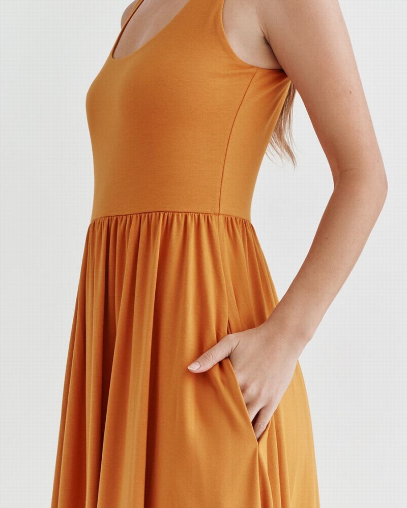 Vestido Cuyana Scoop Neck Mujer Amarillo | WSH5845IU