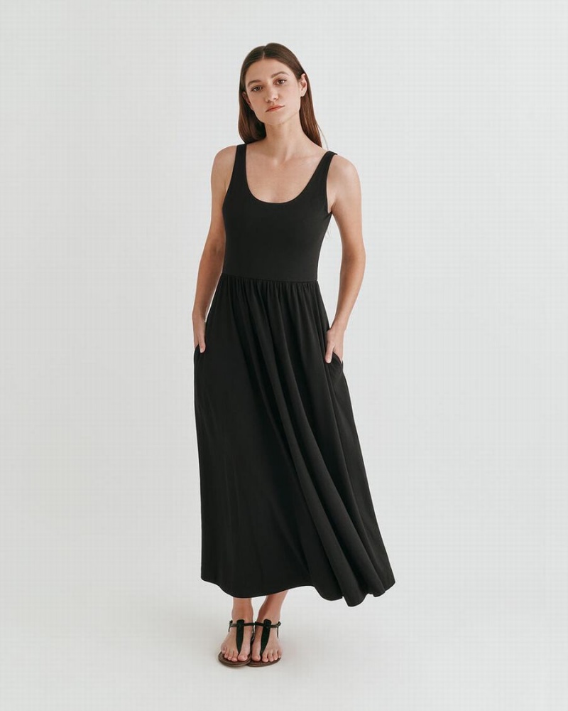 Vestido Cuyana Scoop Neck Mujer Negras | IWI1272LE