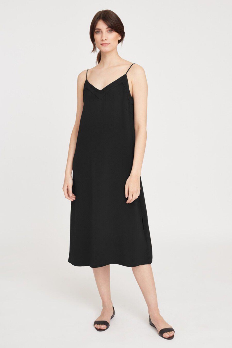 Vestido Cuyana Silk Slip Mujer Negras | LCH952IQ