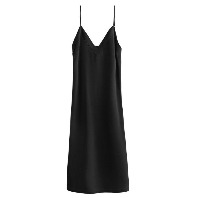 Vestido Cuyana Silk Slip Mujer Negras | LCH952IQ