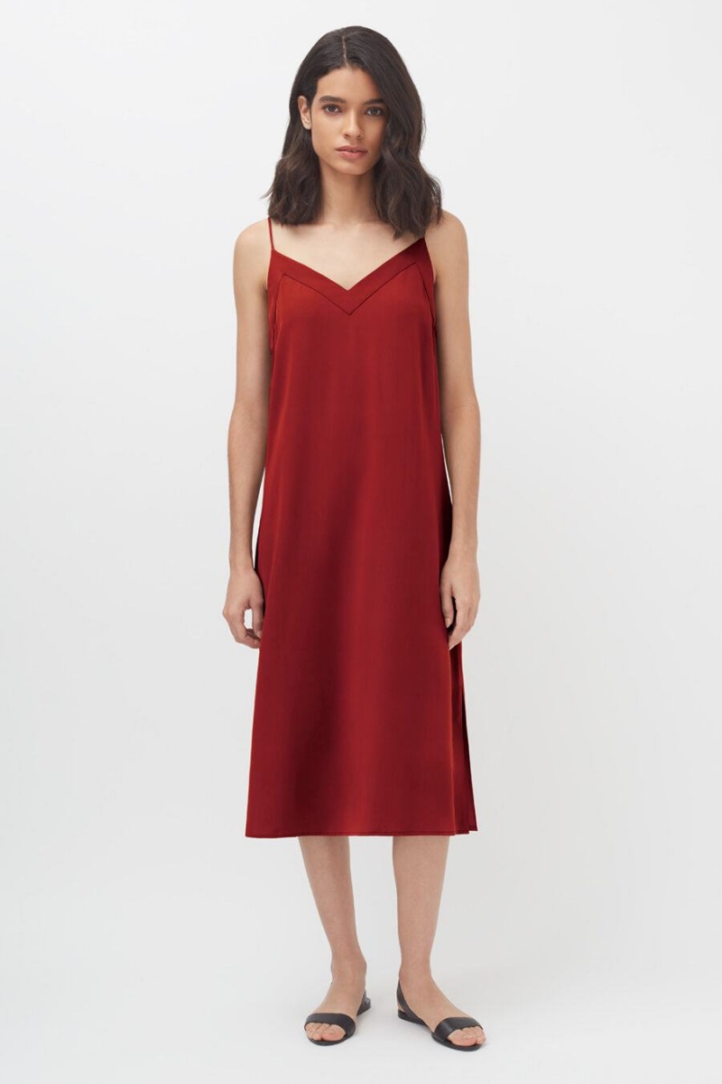 Vestido Cuyana Silk Slip Mujer Rojas | JWL1213KH