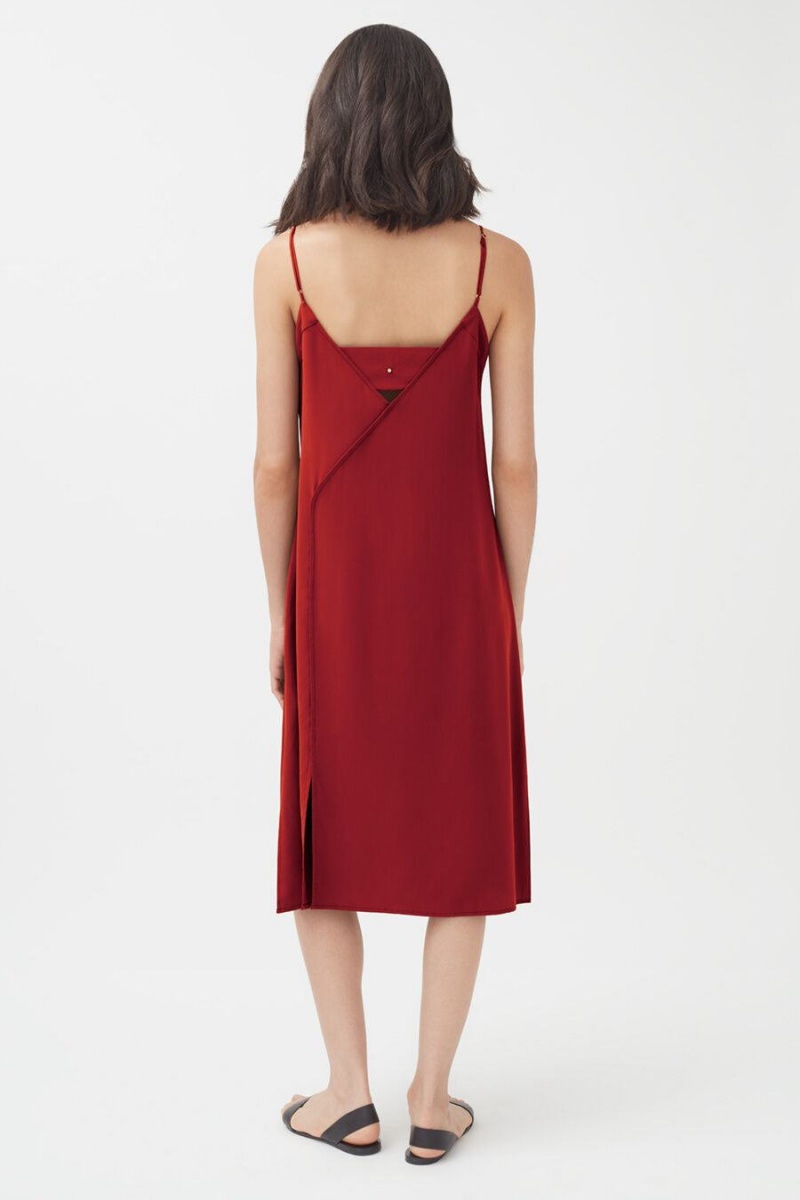 Vestido Cuyana Silk Slip Mujer Rojas | JWL1213KH